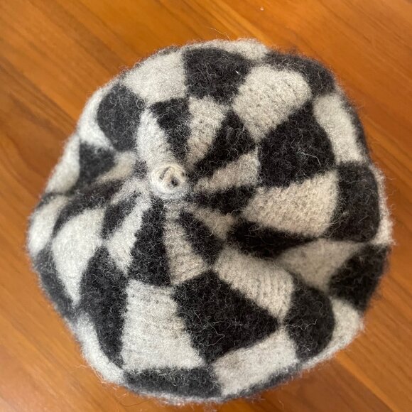 Urban Outfitters Wool oversized Beret Grey Checkered - Picture 6 of 7